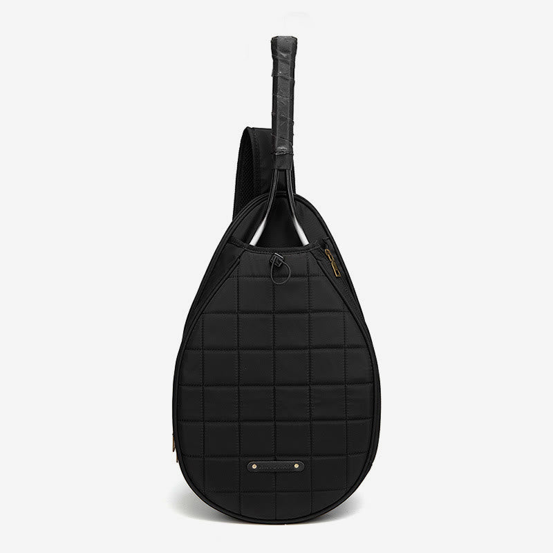 Racket Bag For Women Plaid Pattern Waterproof Polyester Crossbody Bag