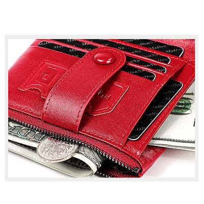 Rfid Blocking Leather Retro Wallet With Chain