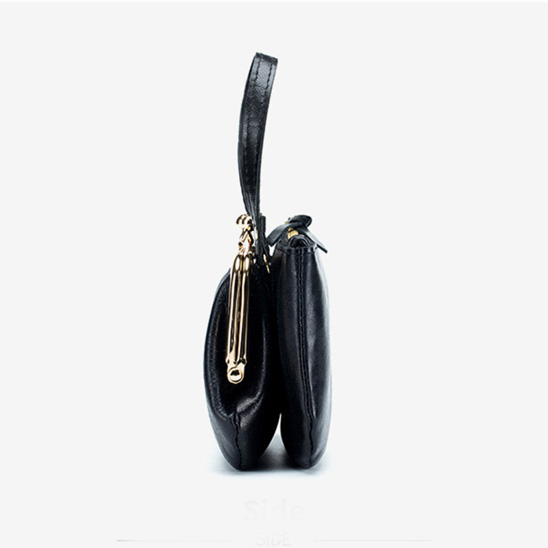 Genuine Leather Coin Purse Pouch Change Wallet Clutch with Top Handle