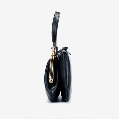 Genuine Leather Coin Purse Pouch Change Wallet Clutch with Top Handle