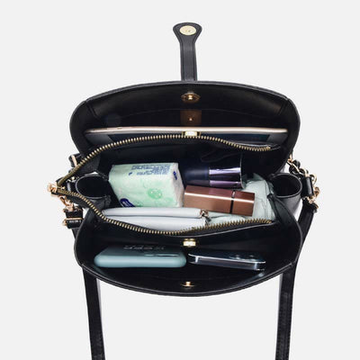Stripe Pattern Handbag Women Large Vegan Leather Crossbody Bucket Bag