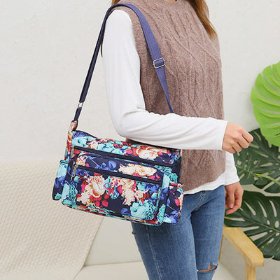 Waterproof Multi-Pocket Printed Crossbody Bag