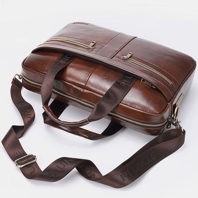 Genuine Leather Large Capacity Retro Briefcase