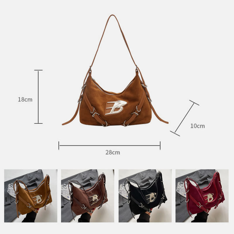 Retro Underarm Bag For Women Adjustable Strap Crossbody Leather Bag