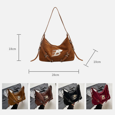 Retro Underarm Bag For Women Adjustable Strap Crossbody Leather Bag