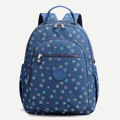 Backpack for Women Waterproof Multi-Compartment Printing Casual Nylon Lightweight Schoolbag