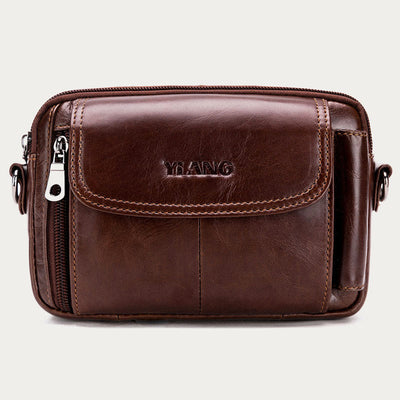 Leather Waist Bag For Men Retro Multifunctional Crossbody Phone Bag