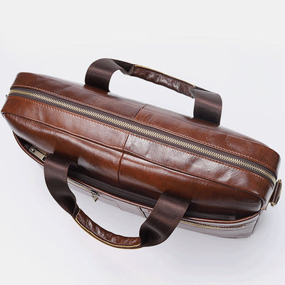 Genuine Leather Large Capacity Retro Briefcase
