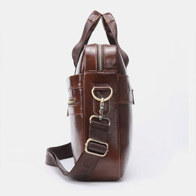 Genuine Leather Large Capacity Retro Briefcase