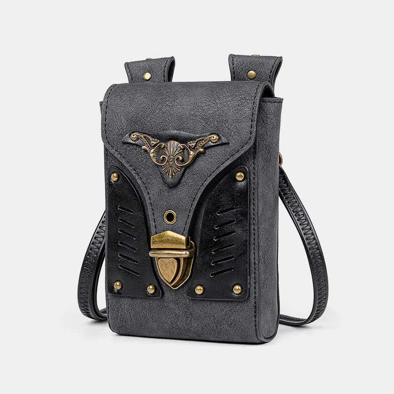 Steampunk Small Crossbody Bag Shoulder Purse Cellphone Satchel with Belt Loop