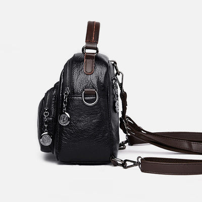 Multi-function Soft Faux Leather Shoulder Bag Convertible Backpack Purse