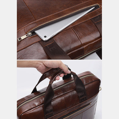 Genuine Leather Large Capacity Retro Briefcase