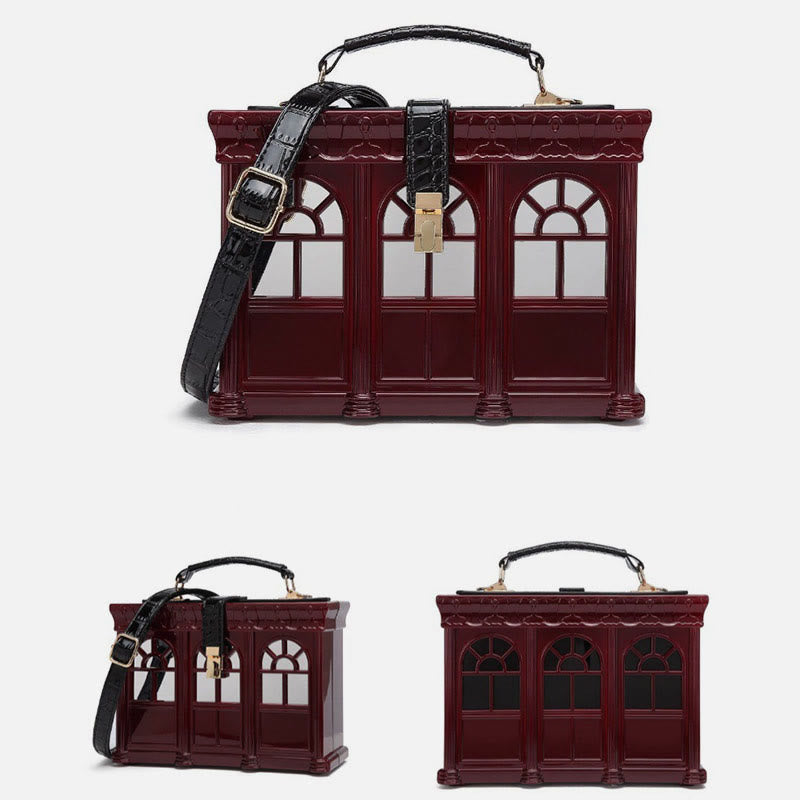 Creative Simulated House Handbag Women Buckle Closure Acrylic Crossbody Bag