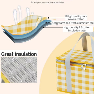 Cooler Bag For Outing Travel Thickened Aluminum Film Picnic Basket