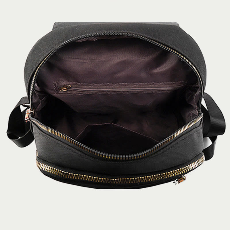 Nylon Backpack For Women Solid Color Large Capacity Leisure Bag