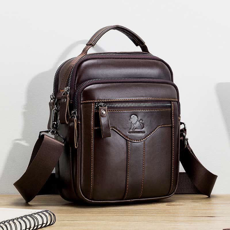 Multi-pocket Real Leather Small Messenger Bag Shoulder Purse Travel Carry Bag