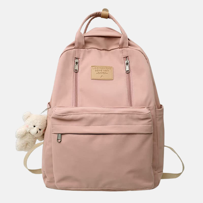 Backpack for Women Minimalist Plain Color Nylon Outdoor School Daypack