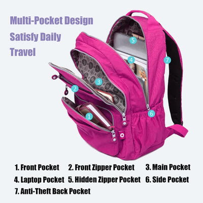 Waterproof Nylon Backpack Lightweight Sports Travel Daypack Multi-Color Optionals