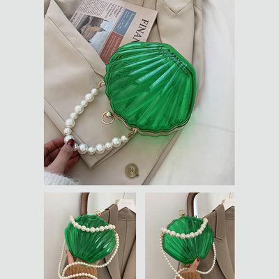 Crossbody Bag For Women Clip Pearl Chain Transparent Bag