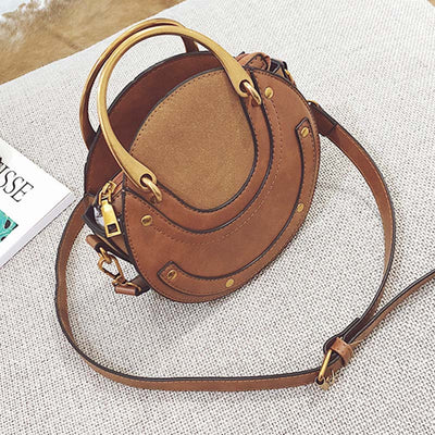 Large Capacity Round Shape Elegant Top-Handle Bag With Metallic Handle