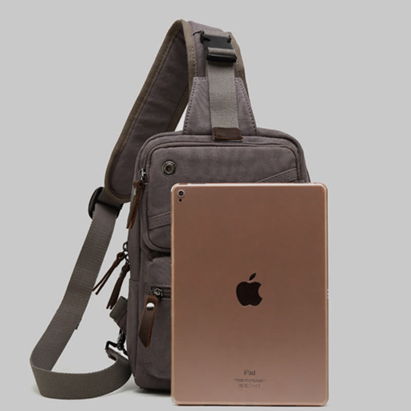 Sling Bag For Men Canvas Retro Sports Crossbody Chese Bag