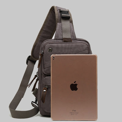 Sling Bag For Men Canvas Retro Sports Crossbody Chese Bag