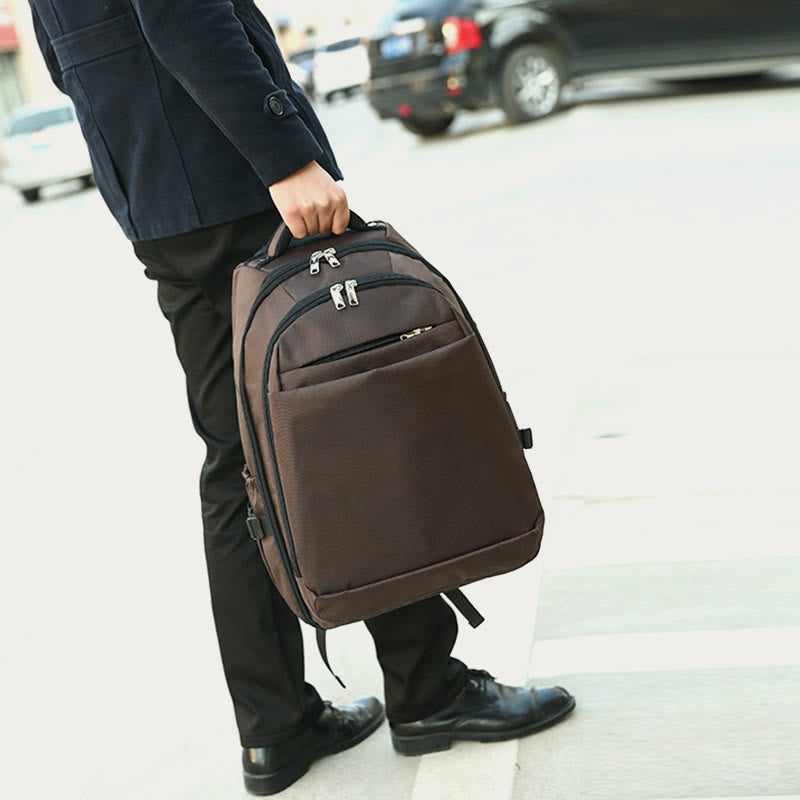 Solid Color Oxford Backpack Women Men Business Travel Trolley Case