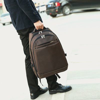Solid Color Oxford Backpack Women Men Business Travel Trolley Case