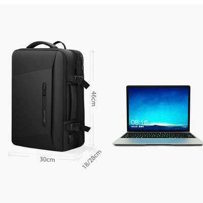Expandable Capacity Multi-Layer Business Waterproof Backpack with Clock