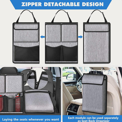 Car Organizer For Seat Back Zipper Detachable Design Oxford Storage Bag
