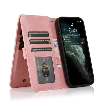 Wallet Case for iPhone Samsung Durable Flip Lanyard Strap Wristlet Zipper Card Holder