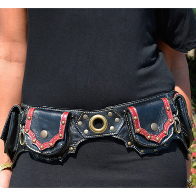 Waist Bag for Women Men Medieval PU Leather Rivets Waist Bag