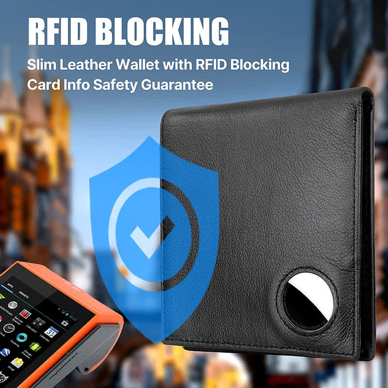 Leather Airtag Bifold Front Pocket Wallet