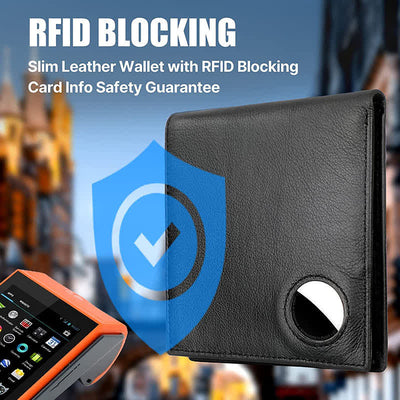 Leather Airtag Bifold Front Pocket Wallet