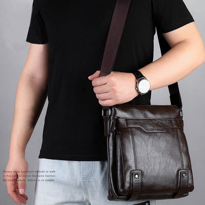 Retro Messenger Bag For Men Vertical Lightweight Crossbody Business Bag
