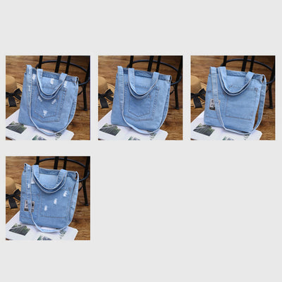 Denim Tote For Outing Retro Canvas Ripped Crossbody Bag