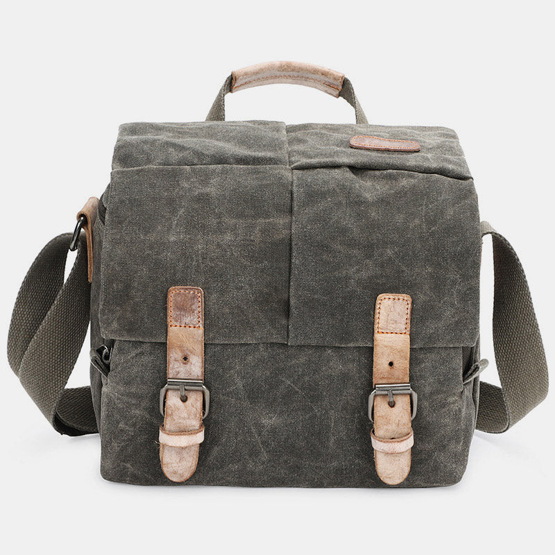 Retro Waxed Canvas Camera Bag DSLR SLR Padded Crossbody Shoulder Bag