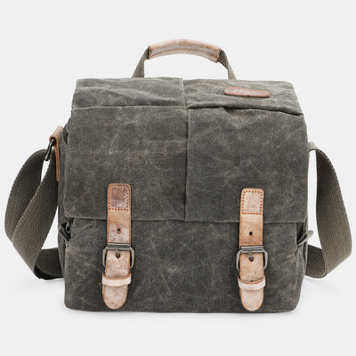 Retro Waxed Canvas Camera Bag DSLR SLR Padded Crossbody Shoulder Bag