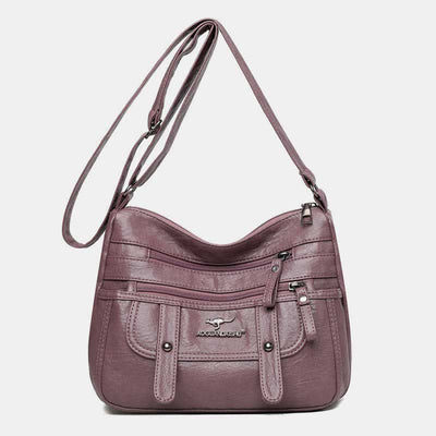 Crossbody Bag for Women Multi-Pocket Soft Leather Zipper Pocket Shoulder Purse