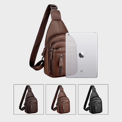 Multi Pocket Sling Bag For Men Outing Portable Everyday Use