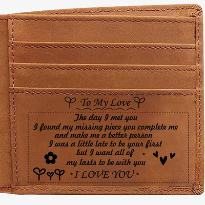 Thin Wallet For Family Laser Inscription Leather Purse Gift