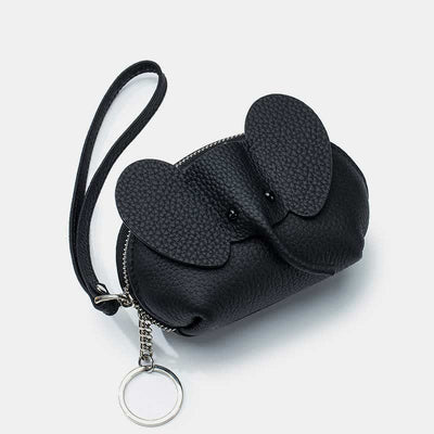 Women Small Coin Purse Elephant Leather Wallet Change Pouch Wristlet