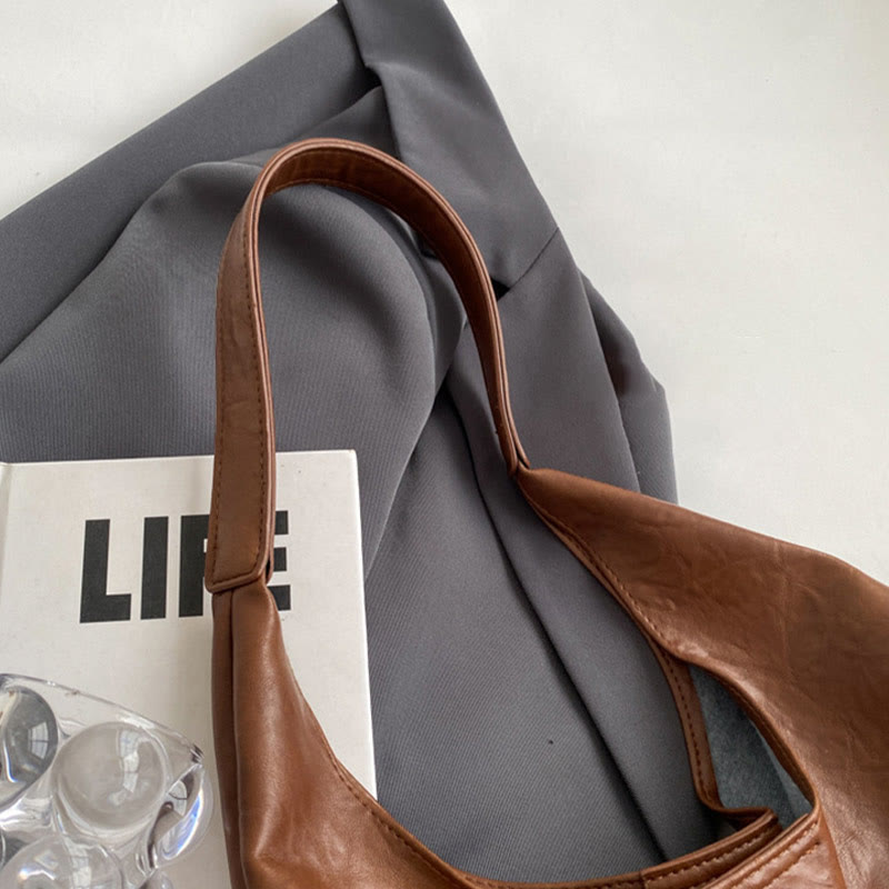 Large Tote Women Minimalist Solid Leather Commuter Shoulder Purse