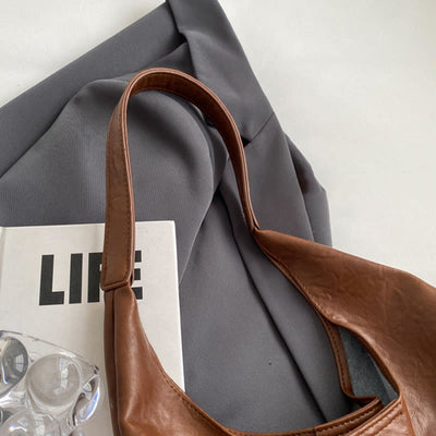 Large Tote Women Minimalist Solid Leather Commuter Shoulder Purse