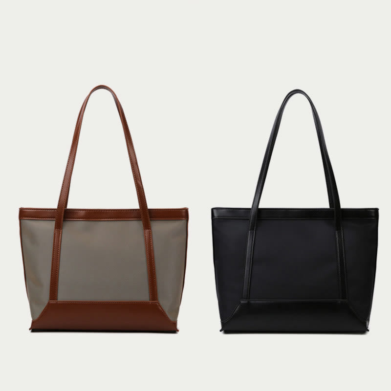 Large Capacity Tote Bag Durable PU Leather Shoulder Handbag