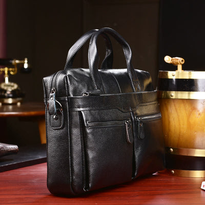Business Briefcase Messenger Bag For Men Genuine Leather Laptop Bag