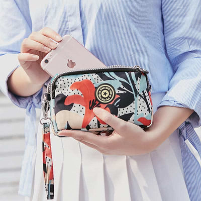 3 Zip Mini Crossbody Bag Lightweight Cellphone Wallet Long Wristlet Purses