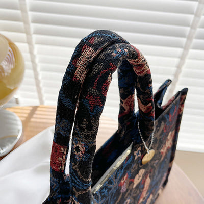 Tote Bag For Women Simple Retro Large Capacity Flower Handbag