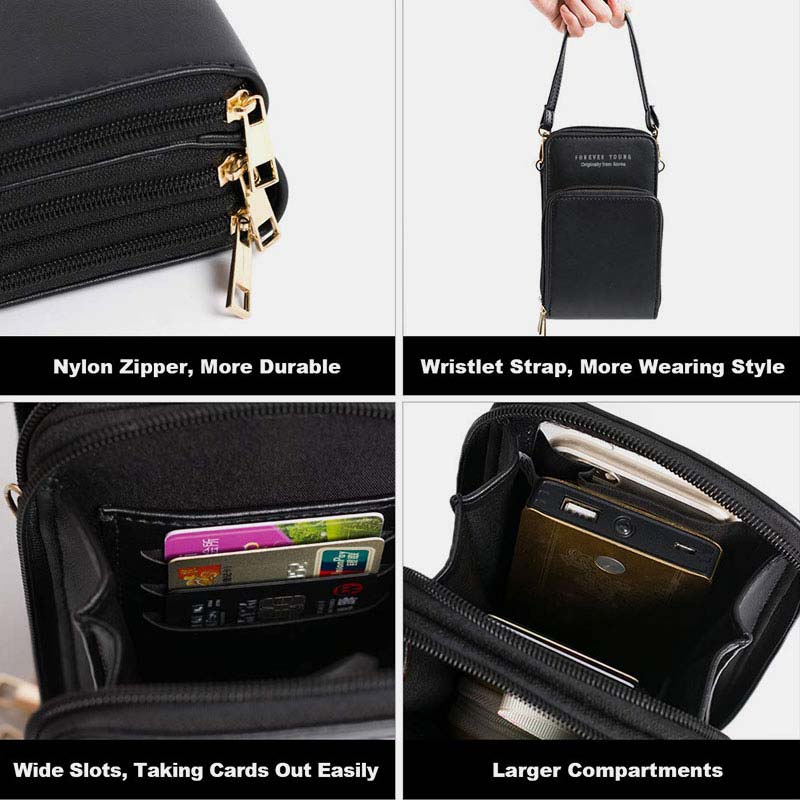 Multi-Compartment Phone Purse With Clear Window