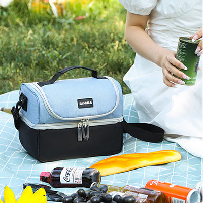 Cooler Bag For Outing Double Layer Insulation Crossbody Picnic Bag